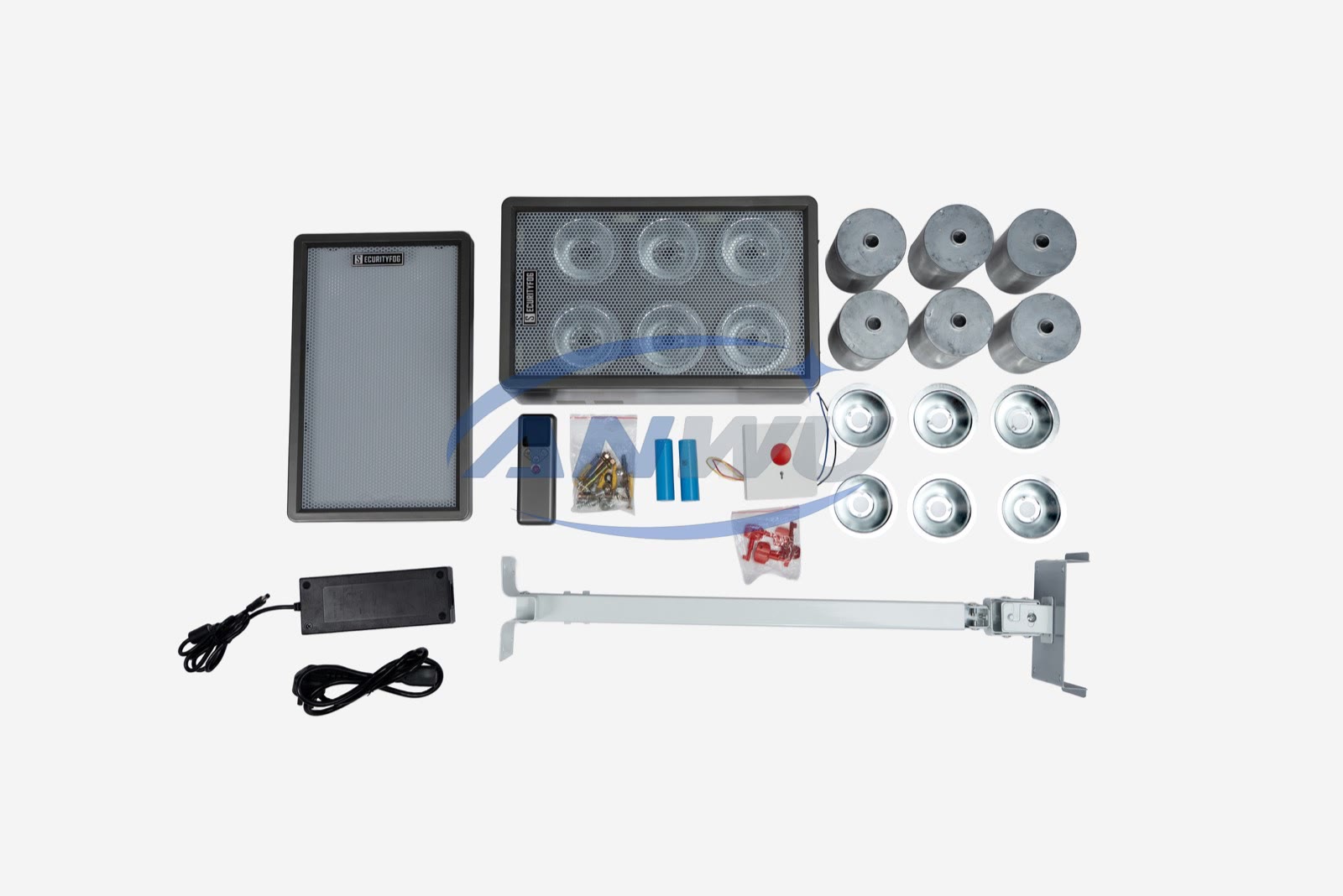 SF-6 complete kit: machine, six canisters, reflectors, remote, panic button, bracket, adapter